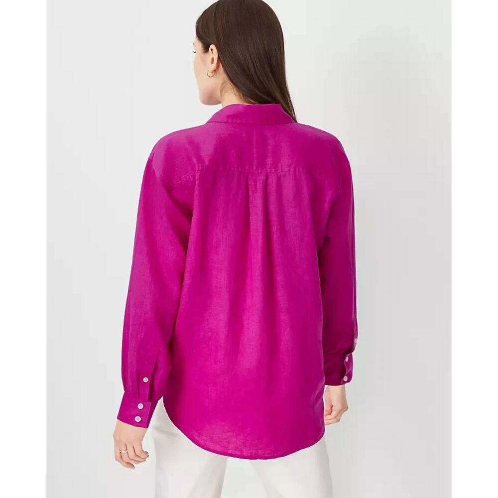 Ann Taylor Oversized Linen Button-Down Shirt - Picture 4 of 7